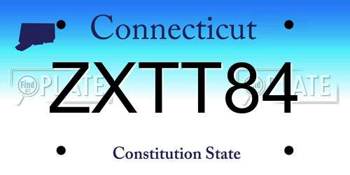 ZXTT84 Connecticut License Plate