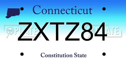 ZXTZ84 Connecticut License Plate