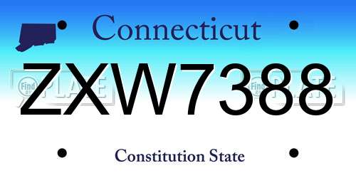 ZXW7388 Connecticut License Plate