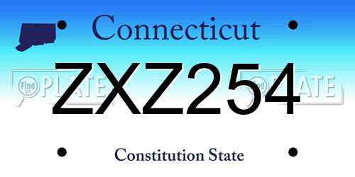 ZXZ254 Connecticut License Plate
