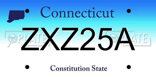 ZXZ25A Connecticut License Plate
