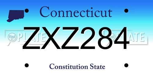 ZXZ284 Connecticut License Plate