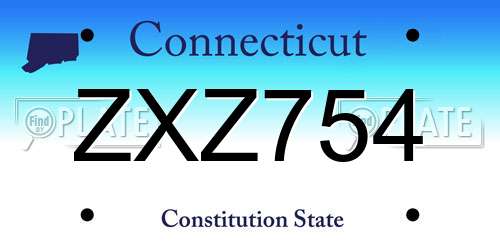 ZXZ754 Connecticut License Plate