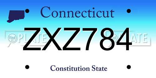 ZXZ784 Connecticut License Plate