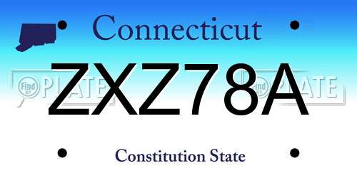 ZXZ78A Connecticut License Plate