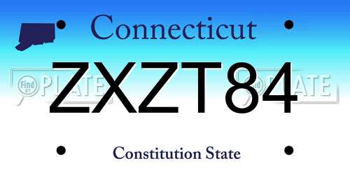 ZXZT84 Connecticut License Plate