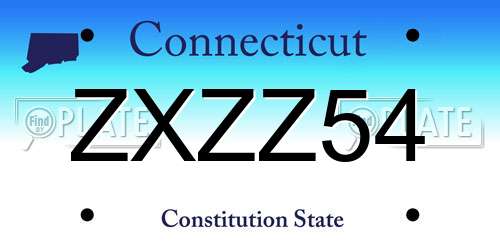 ZXZZ54 Connecticut License Plate