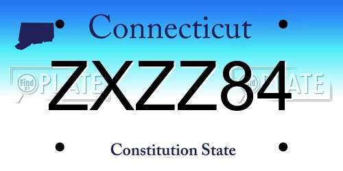 ZXZZ84 Connecticut License Plate