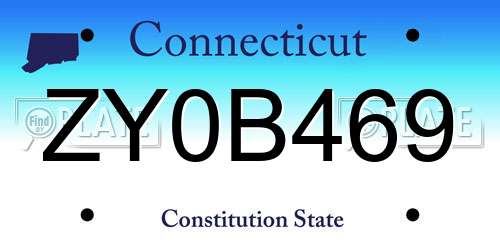 ZY0B469 Connecticut License Plate