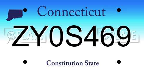 ZY0S469 Connecticut License Plate