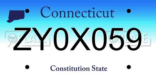 ZY0X059 Connecticut License Plate