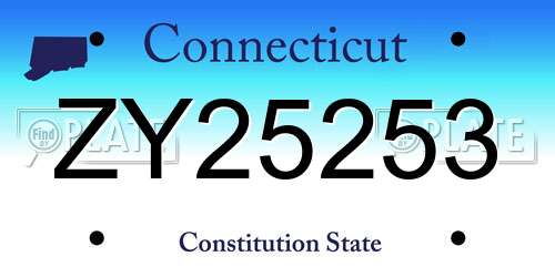 ZY25253 Connecticut License Plate