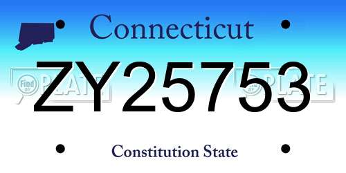 ZY25753 Connecticut License Plate