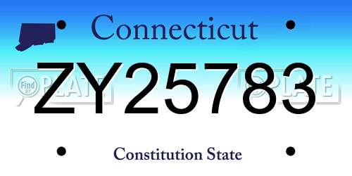 ZY25783 Connecticut License Plate