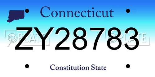ZY28783 Connecticut License Plate