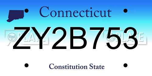 ZY2B753 Connecticut License Plate