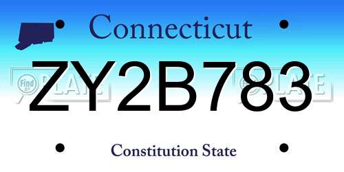 ZY2B783 Connecticut License Plate
