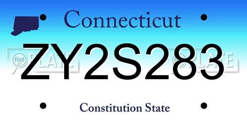 ZY2S283 Connecticut License Plate