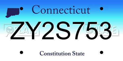 ZY2S753 Connecticut License Plate