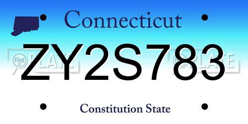 ZY2S783 Connecticut License Plate