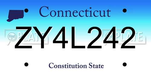 ZY4L242 Connecticut License Plate