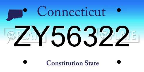ZY56322 Connecticut License Plate