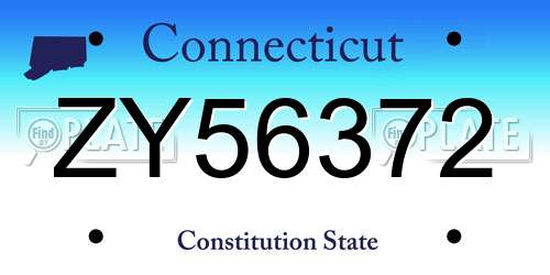 ZY56372 Connecticut License Plate
