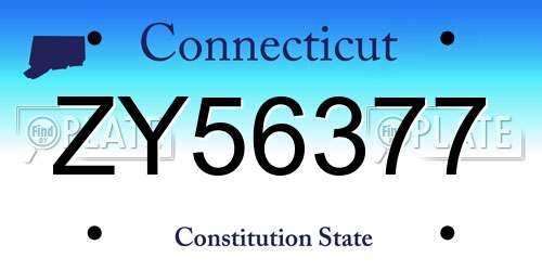 ZY56377 Connecticut License Plate
