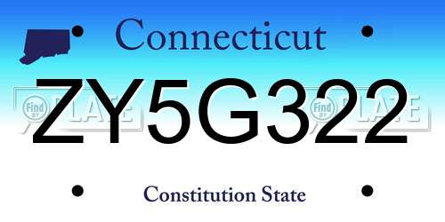 ZY5G322 Connecticut License Plate