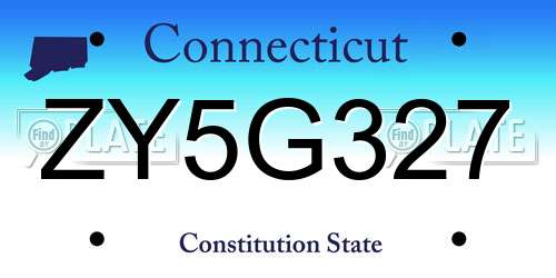 ZY5G327 Connecticut License Plate