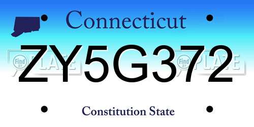 ZY5G372 Connecticut License Plate
