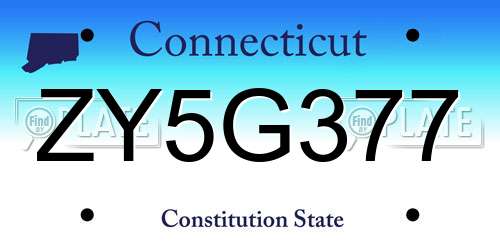 ZY5G377 Connecticut License Plate