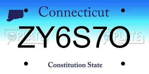 ZY6S7O Connecticut License Plate