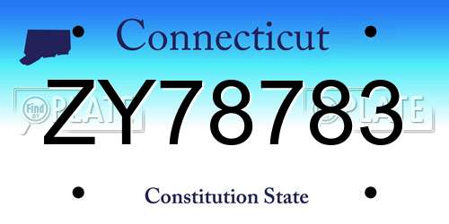 ZY78783 Connecticut License Plate