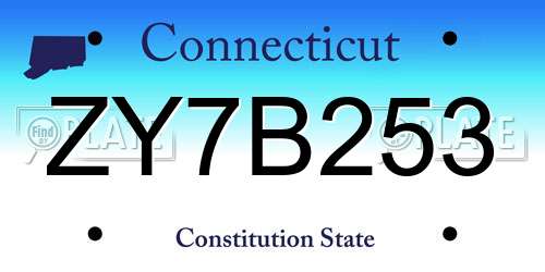 ZY7B253 Connecticut License Plate