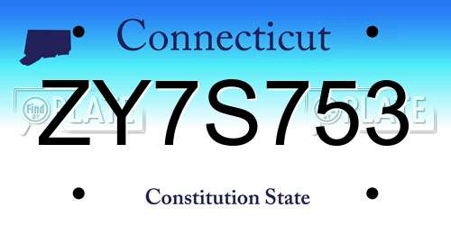 ZY7S753 Connecticut License Plate