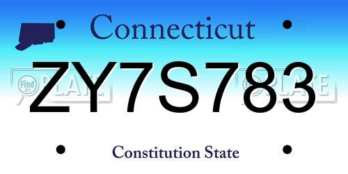 ZY7S783 Connecticut License Plate