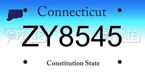 ZY8545 Connecticut License Plate