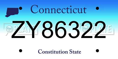 ZY86322 Connecticut License Plate