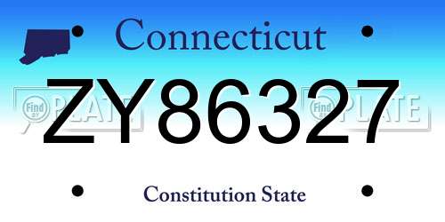 ZY86327 Connecticut License Plate