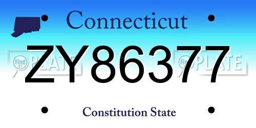 ZY86377 Connecticut License Plate