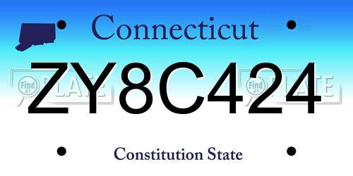 ZY8C424 Connecticut License Plate