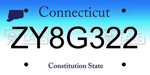 ZY8G322 Connecticut License Plate