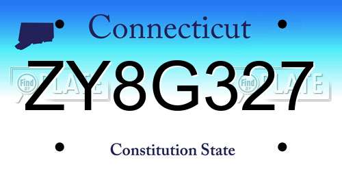 ZY8G327 Connecticut License Plate