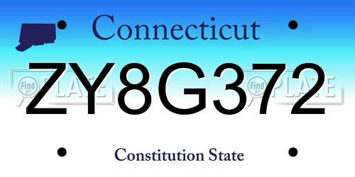 ZY8G372 Connecticut License Plate