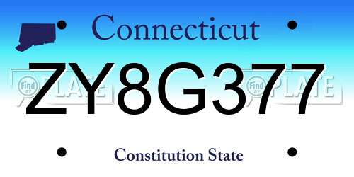 ZY8G377 Connecticut License Plate
