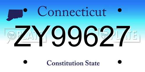 ZY99627 Connecticut License Plate