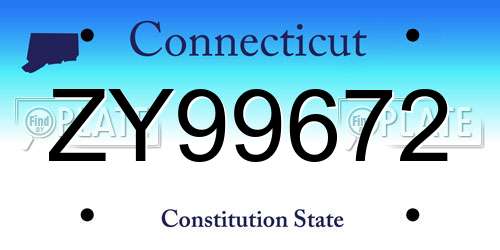 ZY99672 Connecticut License Plate