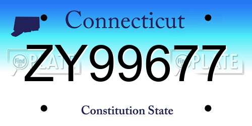 ZY99677 Connecticut License Plate