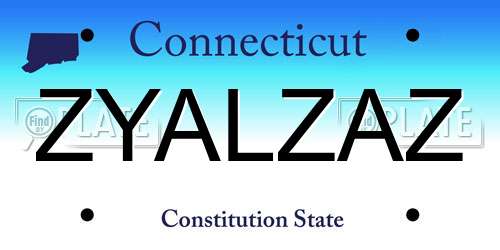 ZYALZAZ Connecticut License Plate